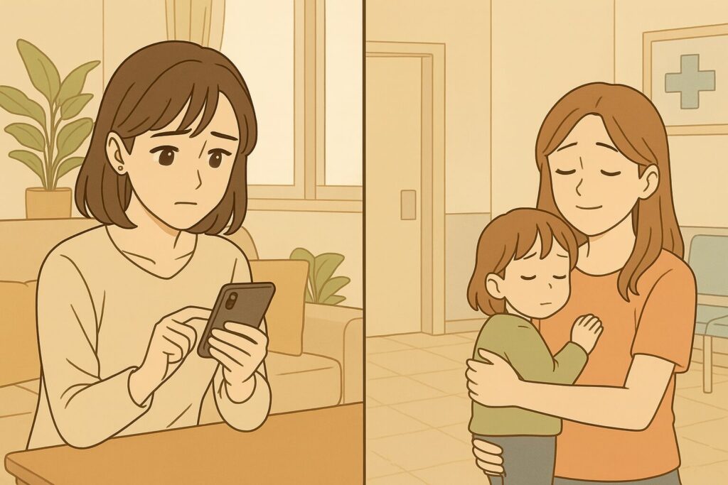 ＜例文＞ママ友に送るカジュアルだけど丁寧な「お子さんお大事に」メール