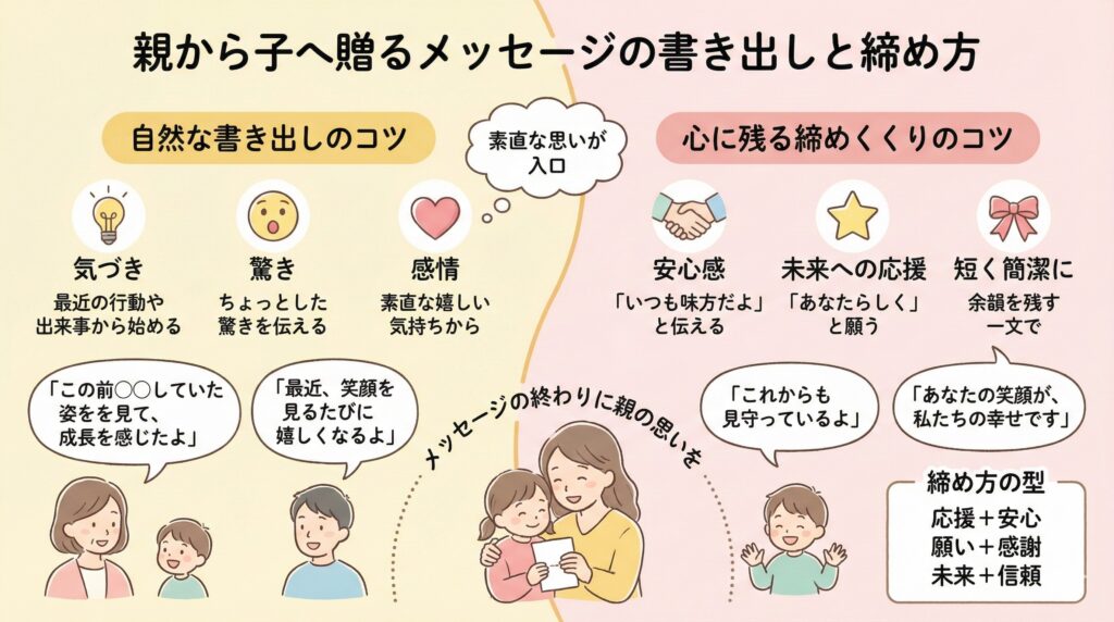 親から子へ贈るメッセージの書き出しと締め方テンプレ集