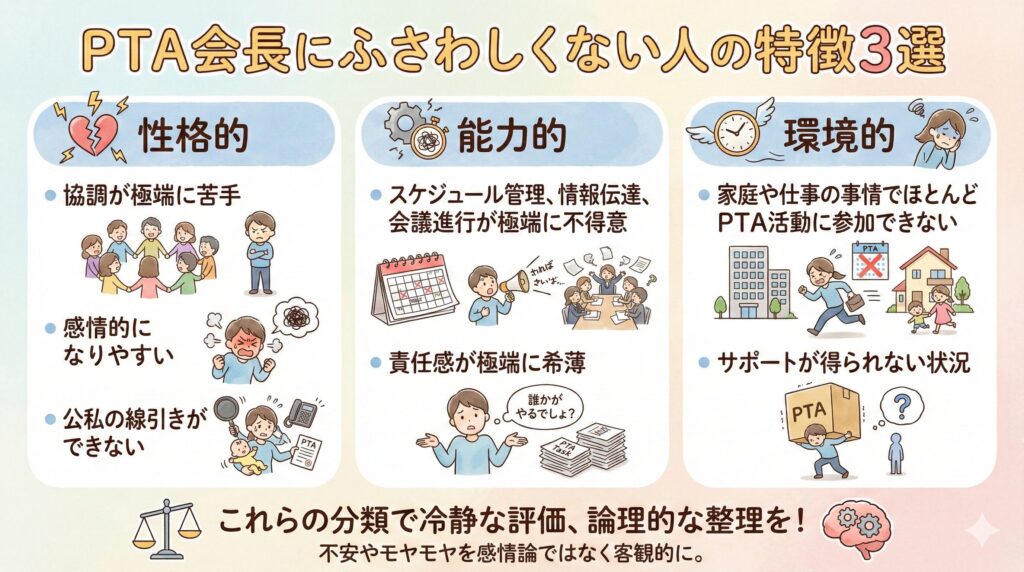 PTA会長にふさわしくない人の特徴は3つ