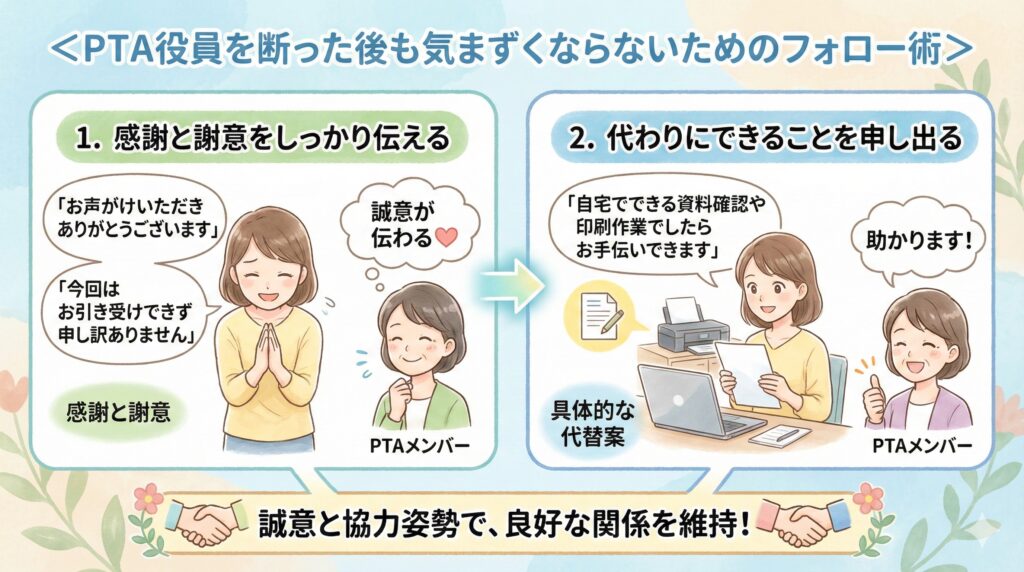 PTA役員を断った後も気まずくならないためのフォロー術